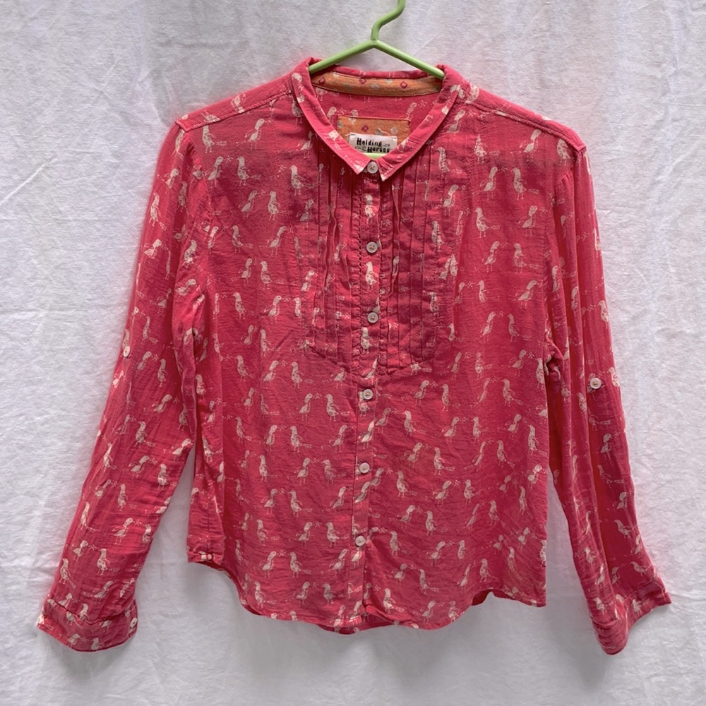 Anthropologie Holding Horses Bird Pattern Blouse 4